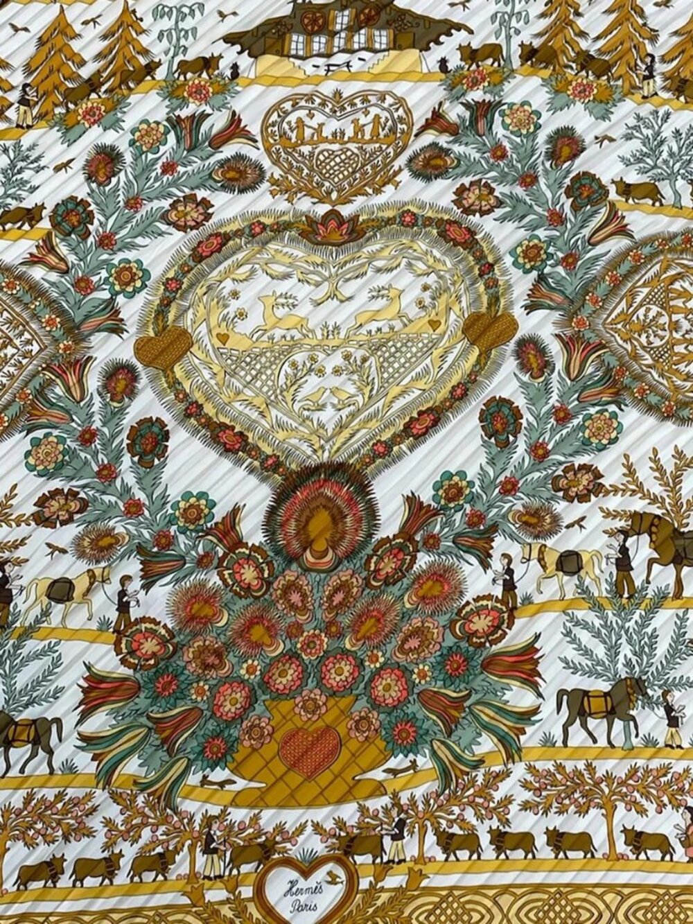 HERMES Caleprice Yellow Green Multi Scarf - Picture 4 of 4
